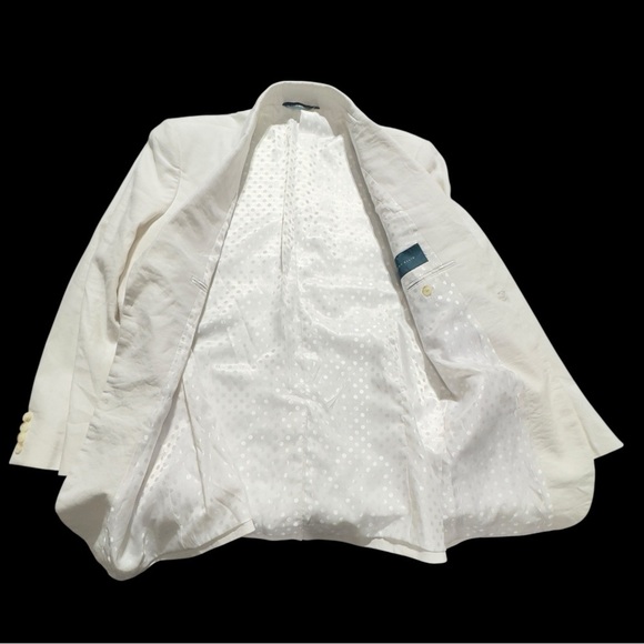Perry Ellis Men’s White Linen Cotton Blend Blazer Sport Coat 44R - Picture 13 of 16